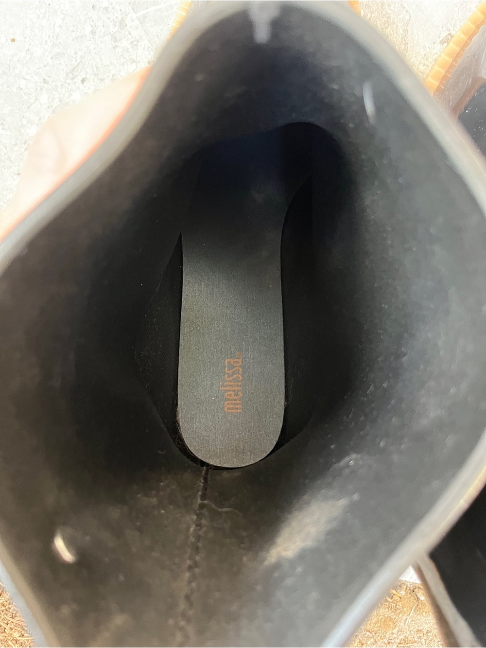 Melissa Rain Drop Black Gloss Rain Boots Waterproof Lug Sole Coturno Platform - Picture 14 of 15